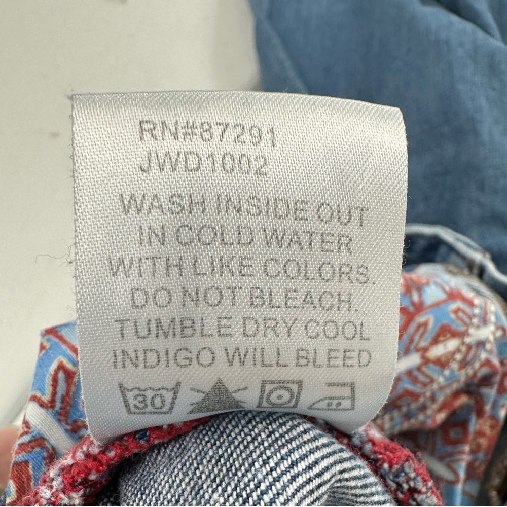 Johnny Was The Tomboy Mid Rise Relaxed Tapered Jeans Distressed Boho Western 29 - Picture 13 of 13